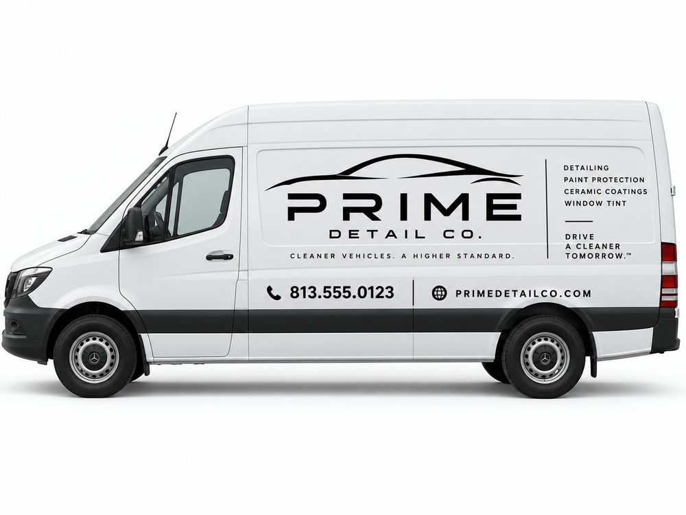 Single Color vehicle graphics example for Mobile Detailing