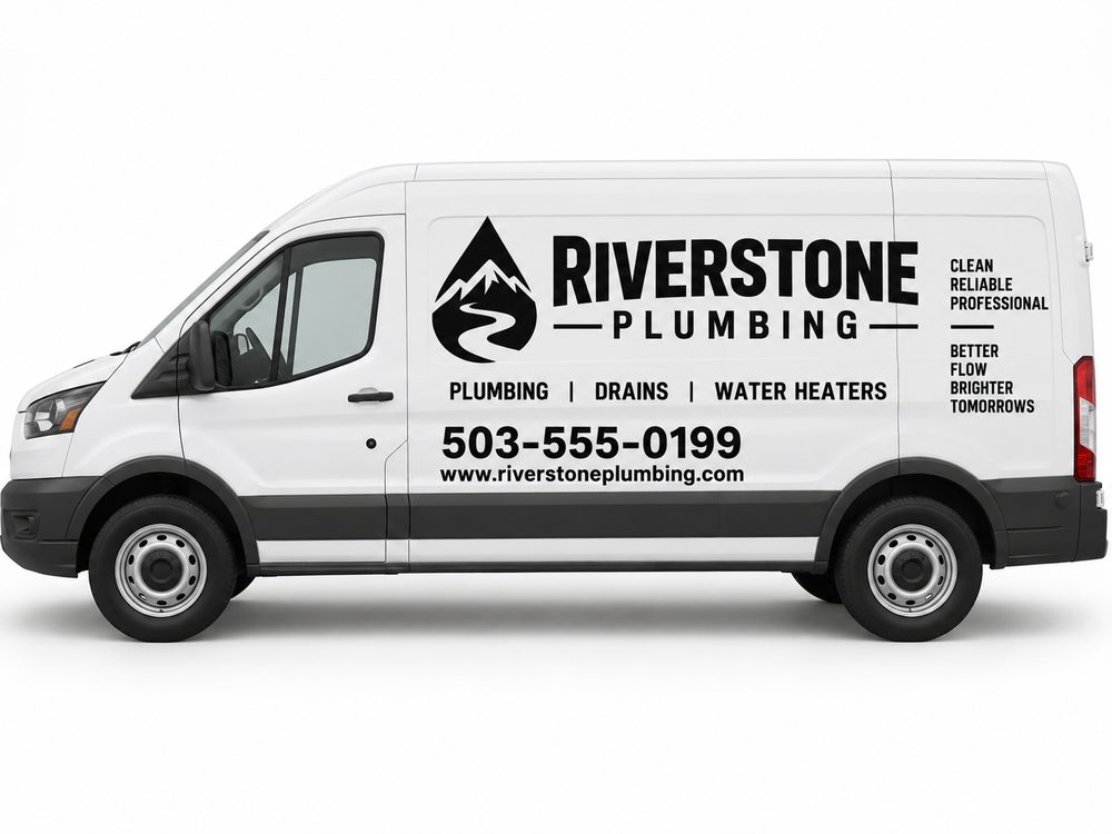Single Color vehicle graphics example for Plumbing Services