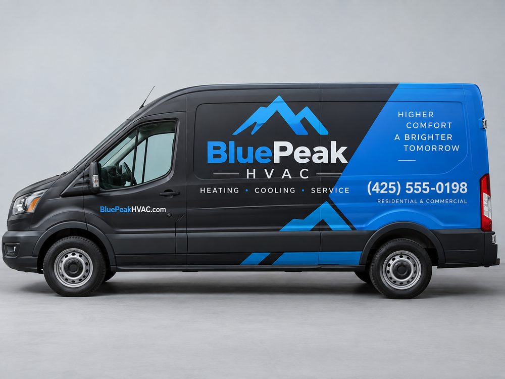 Two Color vehicle graphics example for BluePeak HVAC